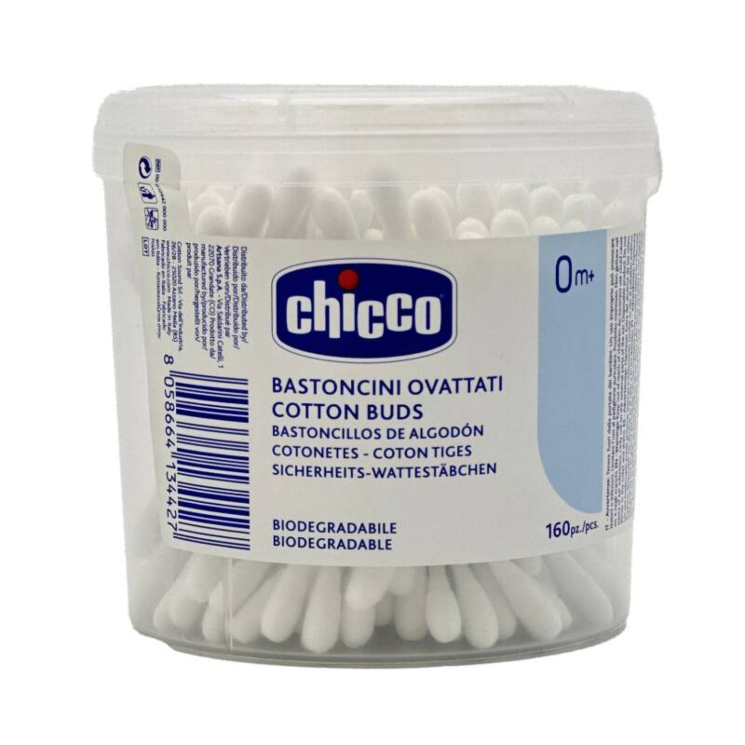Uşaq qulaq çubuqları Chicco Cotton Buds 160 ədəd