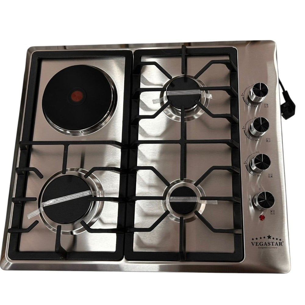 Bişirmə paneli VegaStar SPRK_60122s 3 qaz, 1 elektrik göz, paslanmayan korpus