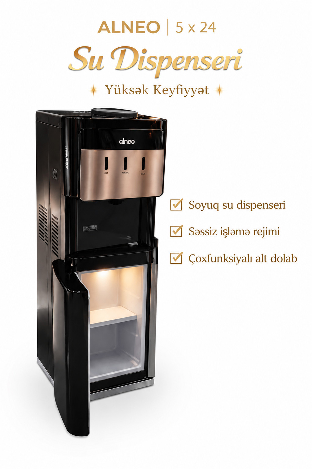 Su dispenseri Alneo 5x24, 1 l, 3 kran
