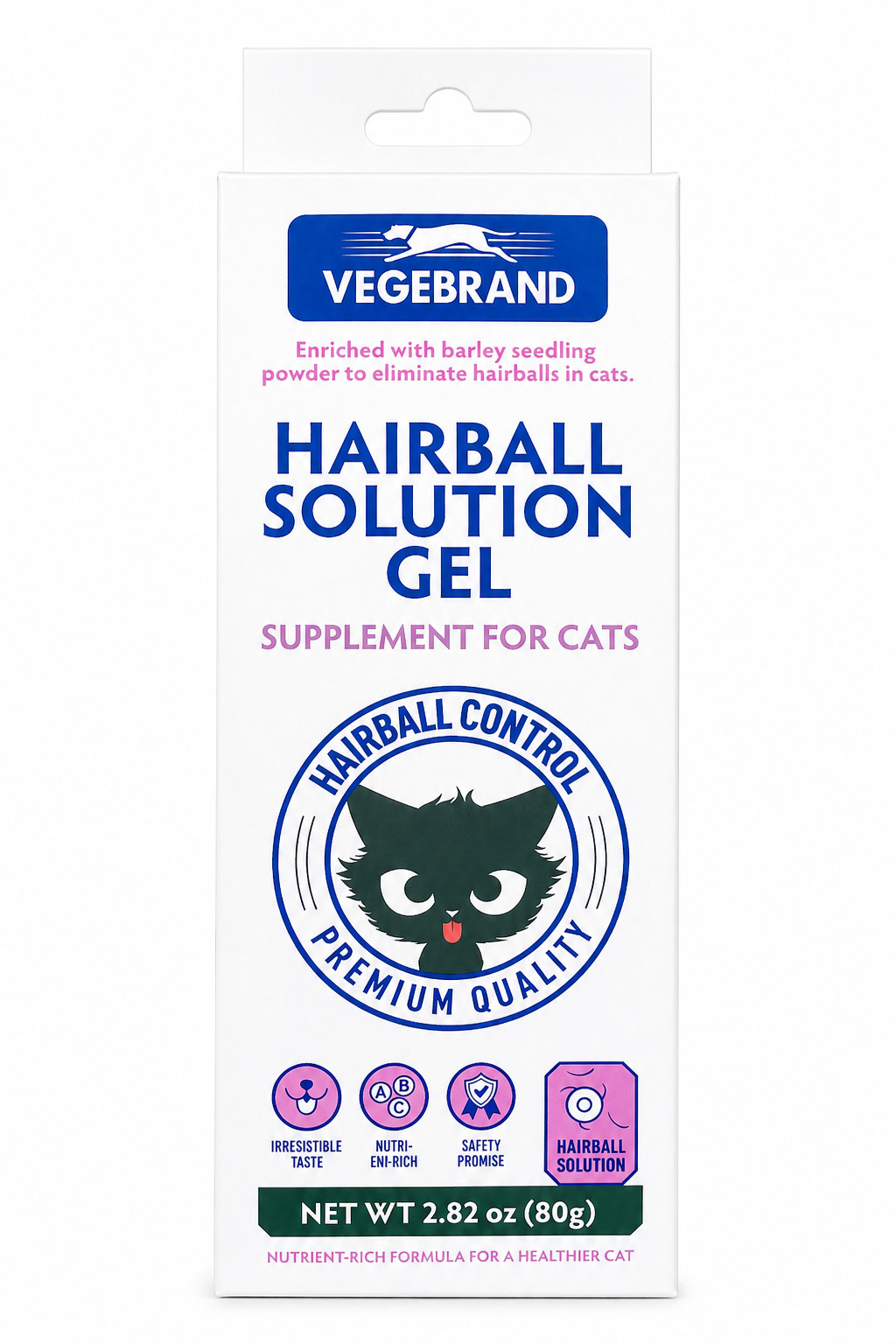 Pişiklərdə tük topalarının xaric edilməsi və nəzarəti üçün vasitə Vegebrand Hairball Solution, 80 q