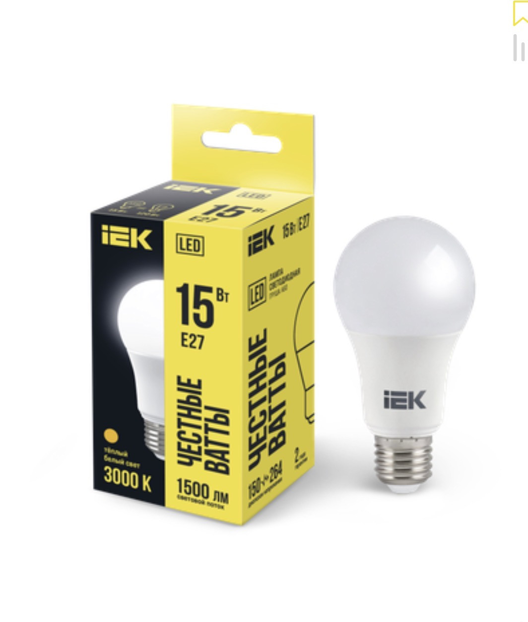 LED lampa IEK A60 15W 3000К E27