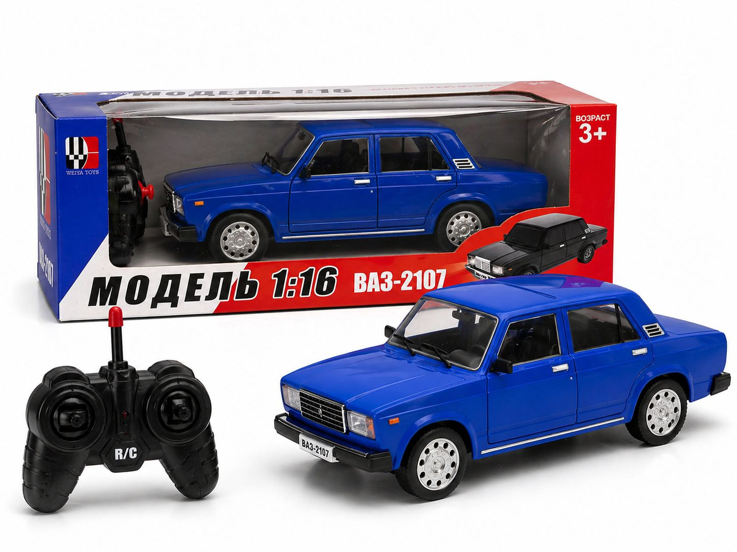 Oyuncaq avtomobil VAZ-2107, radio ilə idarə olunan, 3+ yaş, göy