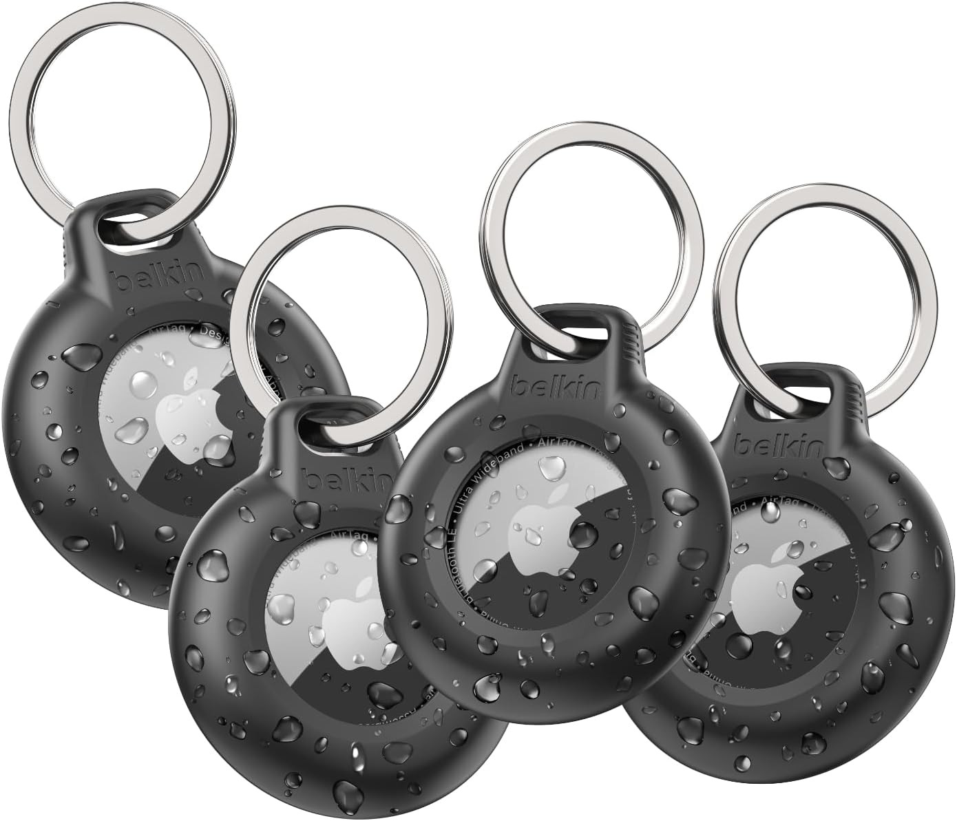 Tutacaq BELKIN Secure Holder - Airtag - Waterproof Keyring - 4 Pack, Black