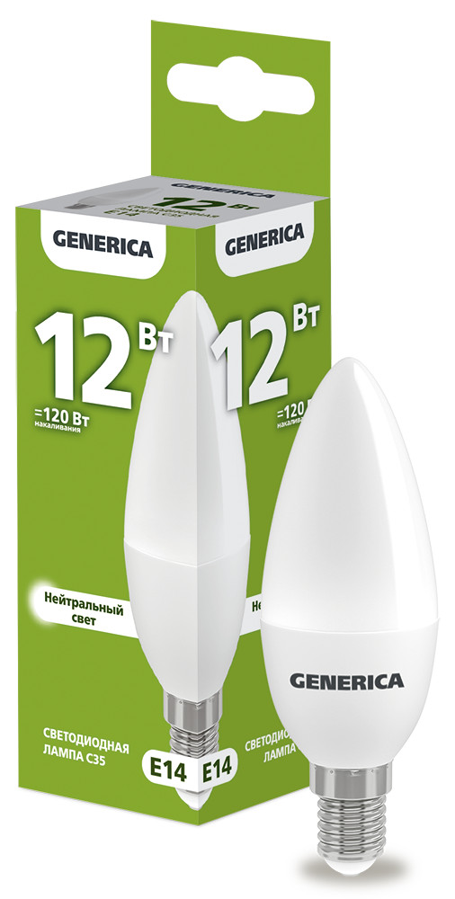 Lampa LED C35 12Wt 230V 4000К E14 GENERICA