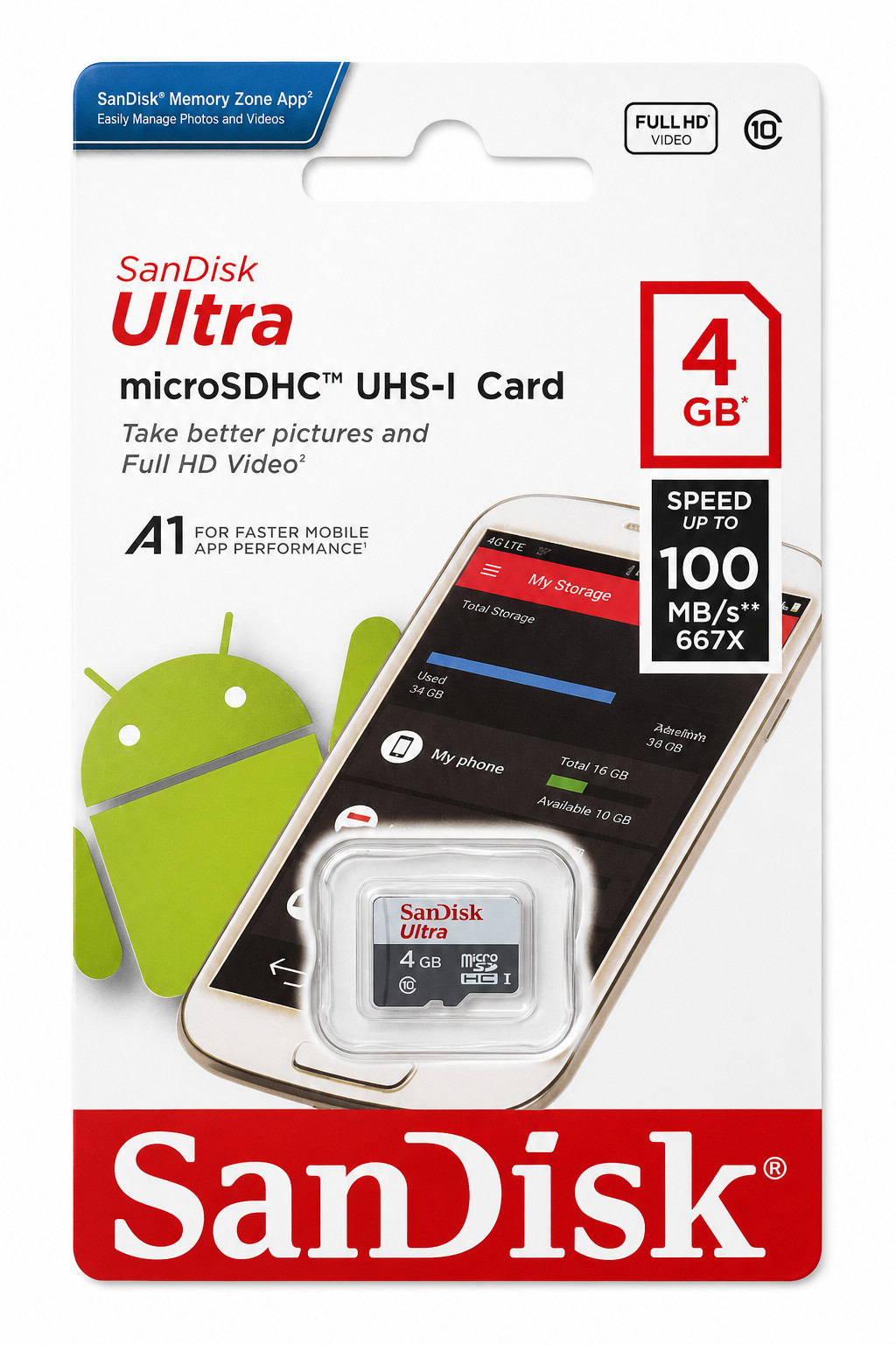 Yaddaş kartı SanDisk 4GB Ultra microSDHC UHS-I Class 10