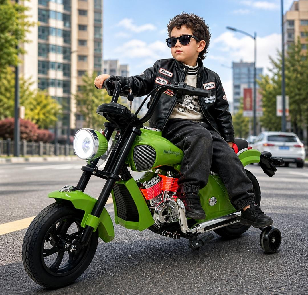 Uşaq elektrikli motosikl AYKN_6617, yaşıl