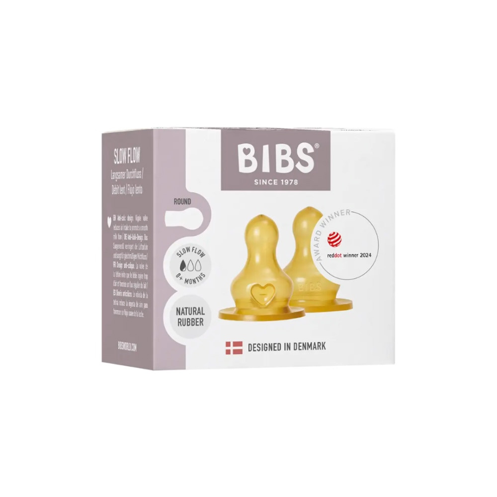 Qidalanma üçün əmzik dəsti Bibs Natural Rubber Slow Flow, 0 ay, lateks, 2 əd