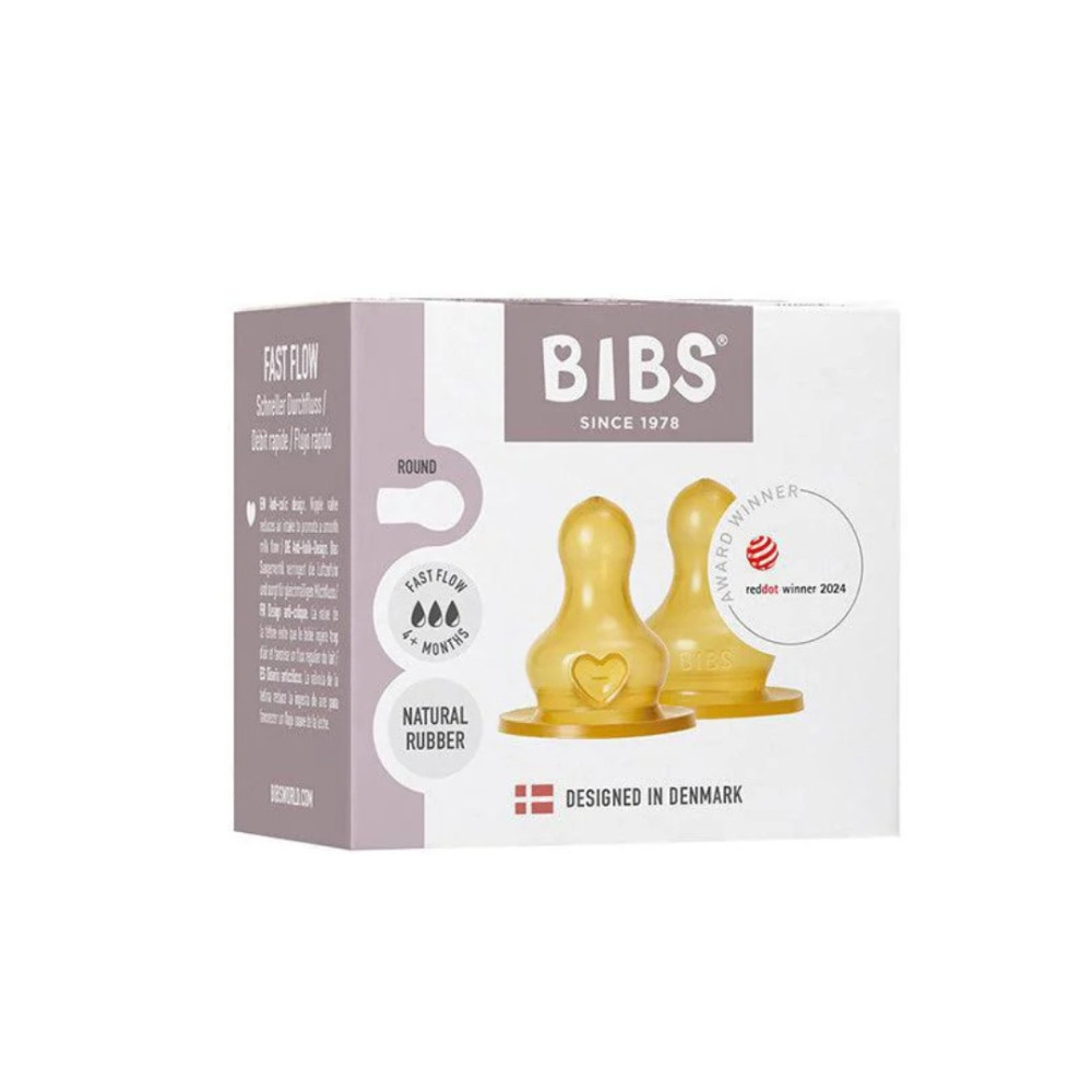 Qidalanma üçün əmzik dəsti Bibs Natural Rubber Fast Flow, 4 ay, lateks, 2 əd