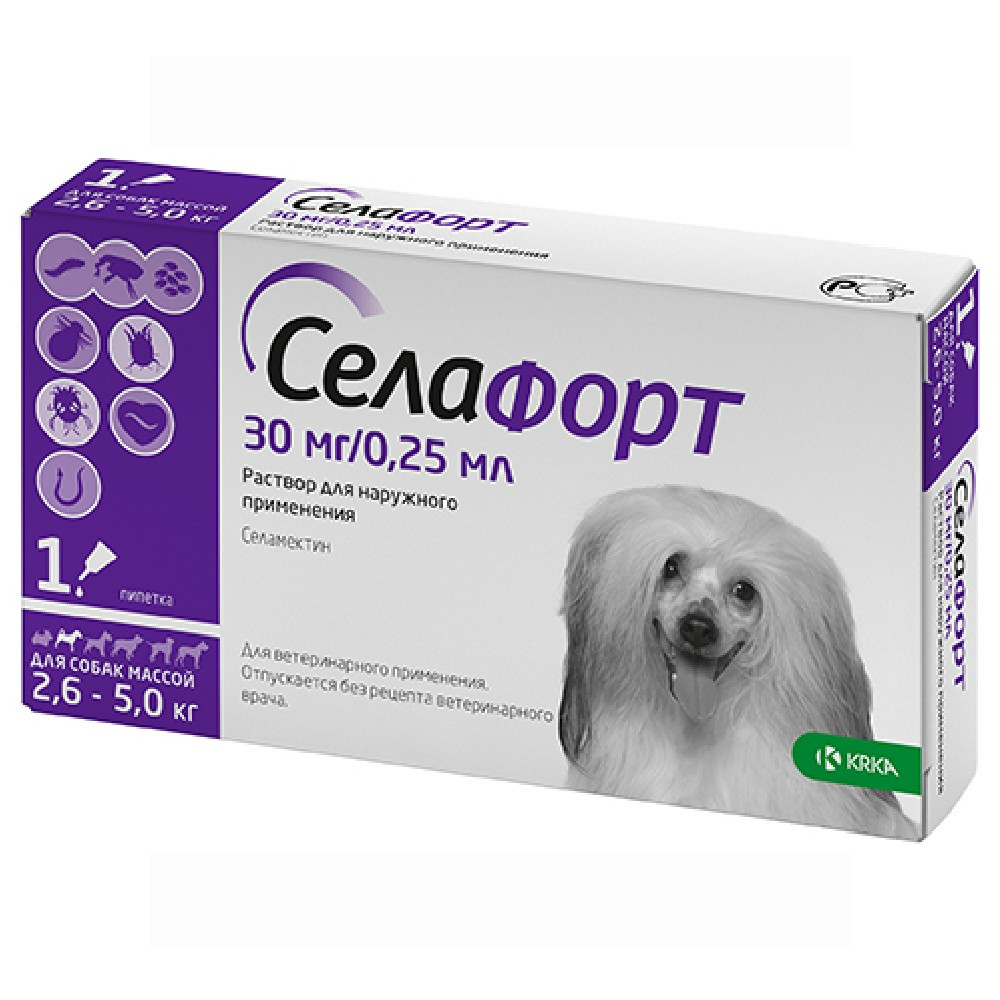 İtlər üçün ekoparazitlər əleyhinə damcı Selafort 2.6-5kq