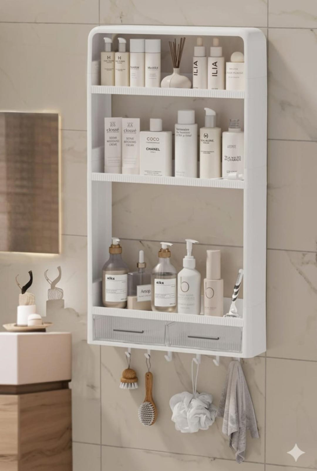 Hamam otağı üçün rəf 1570, plastik, bej, 40х71 sm