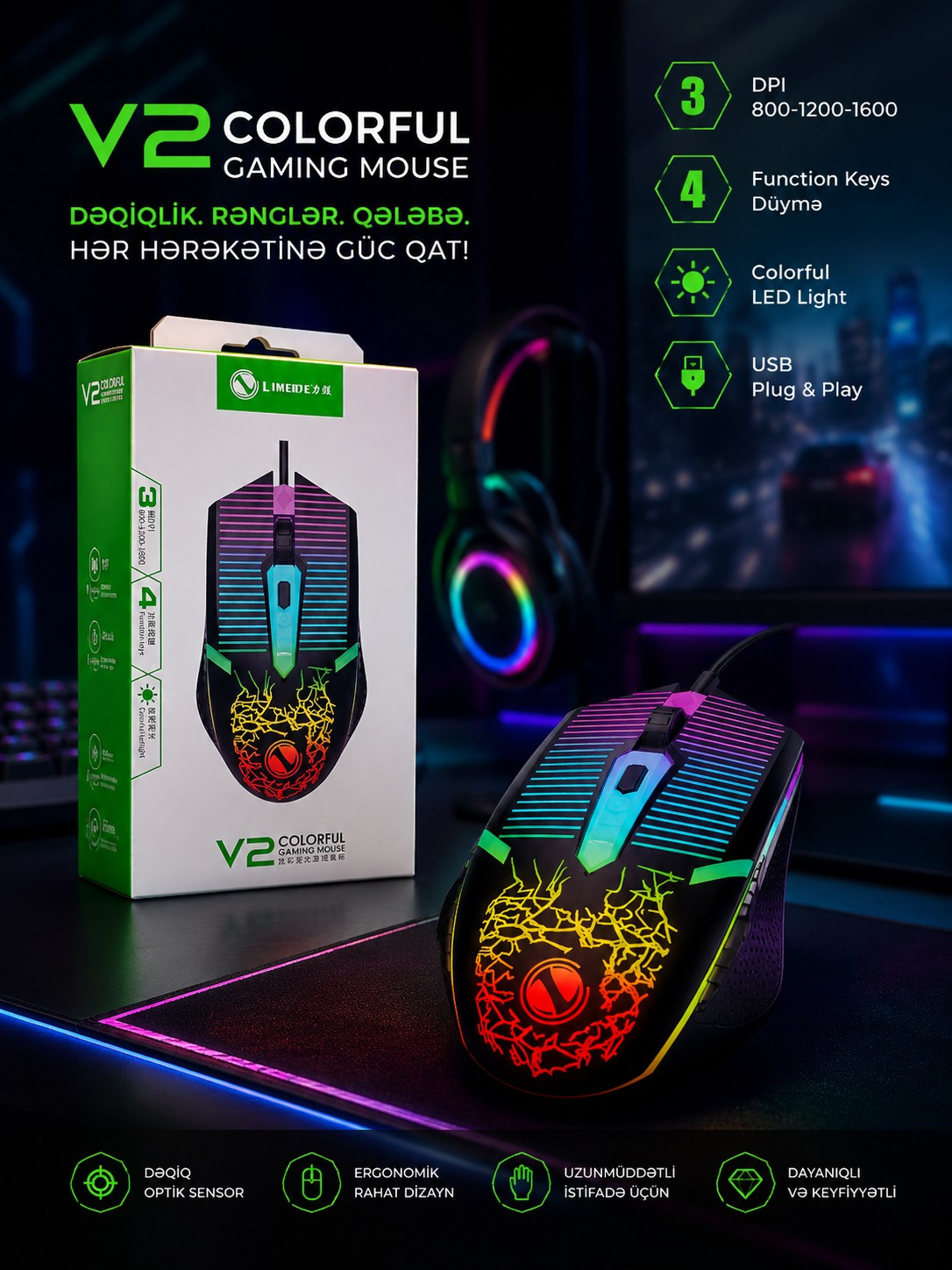 Simli siçan No Brand V2 Colorful