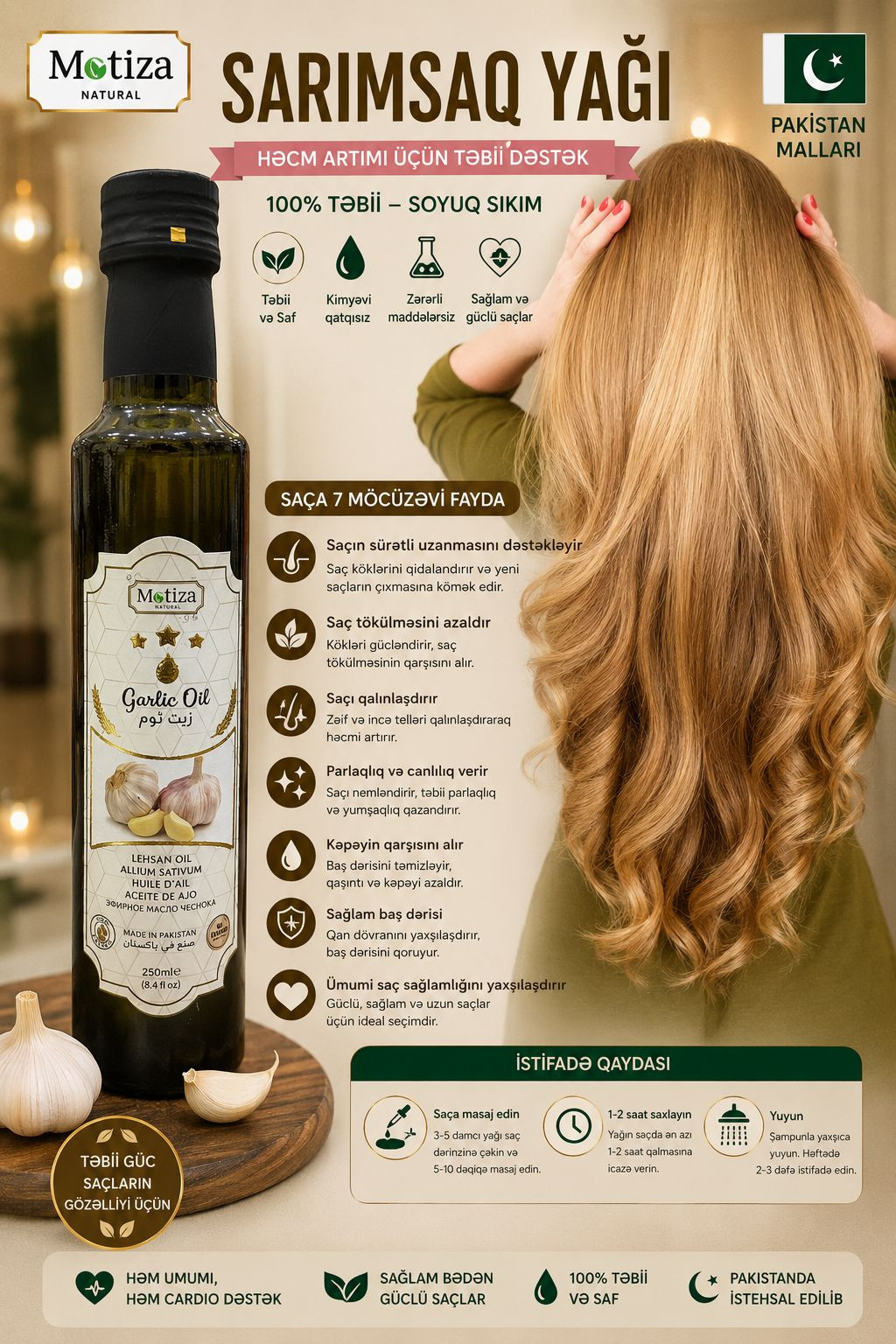 Sarımsaq yağı Motiza Natural ARM-0057, 250 ml