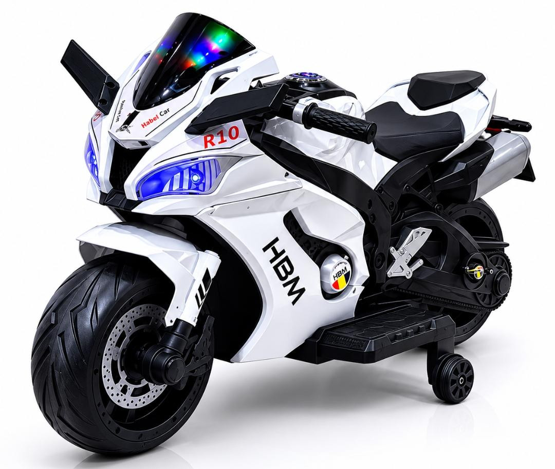Uşaq elektrikli motosikl ABC_R10, 3 yaşdan, ağ/qara