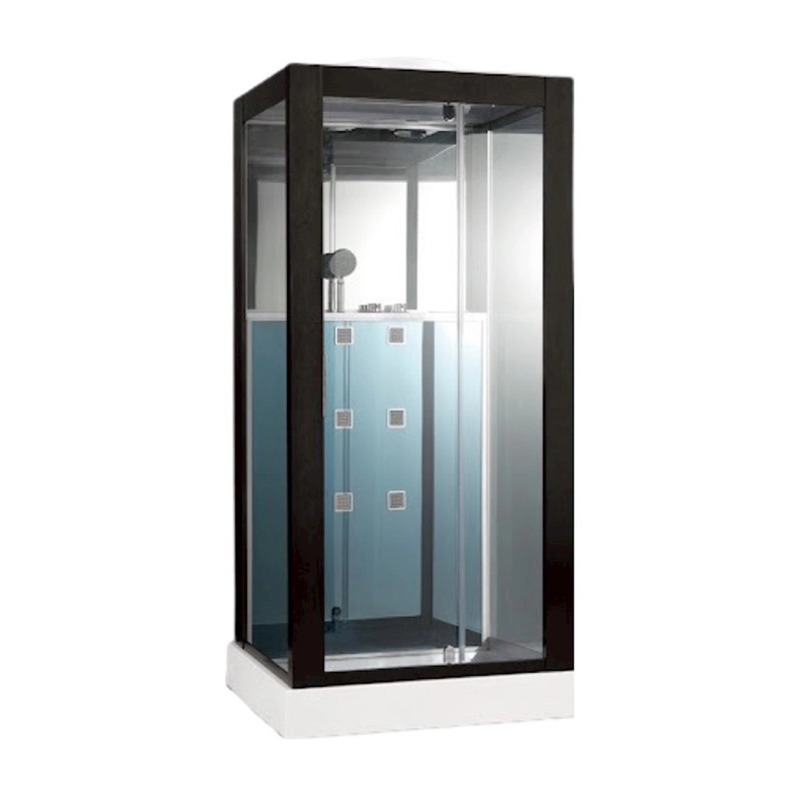 Duş kabini Orbita 628C 85x100x218 sm, qara, şəffaf şüşə