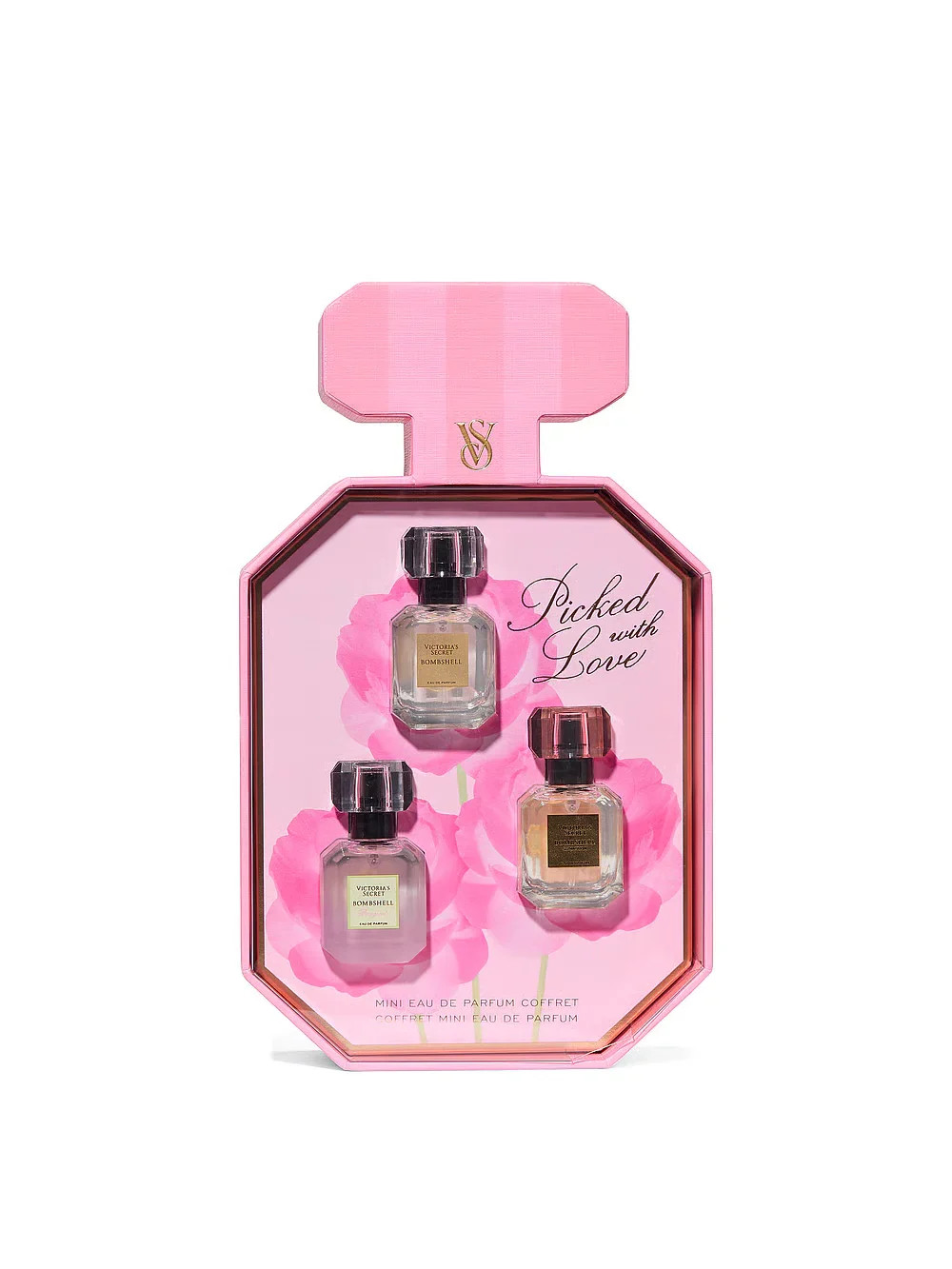 Victoria's Secret 3-Piece Bombshell Mini qadınlar üçün ətir dəsti (ətir suyu Bombshell/Bombshell Seduction/Bombshell Bouquet 7.5 ml x 3 əd)