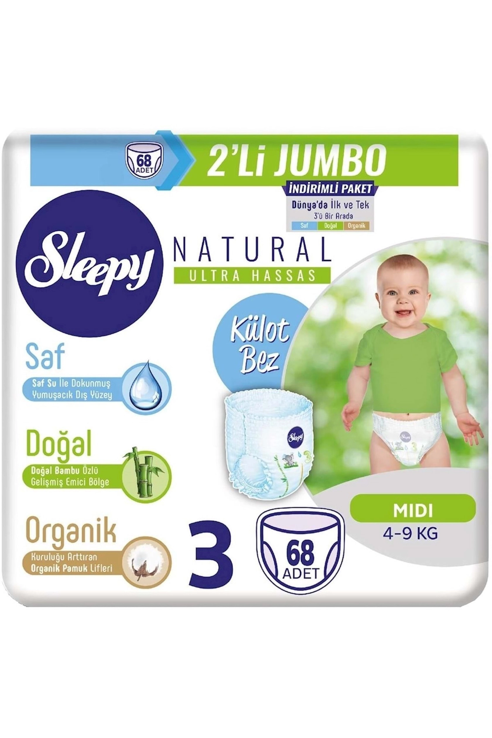 Tuman-bezlər Sleepy Natural № 3, Midi, 68 ədəd