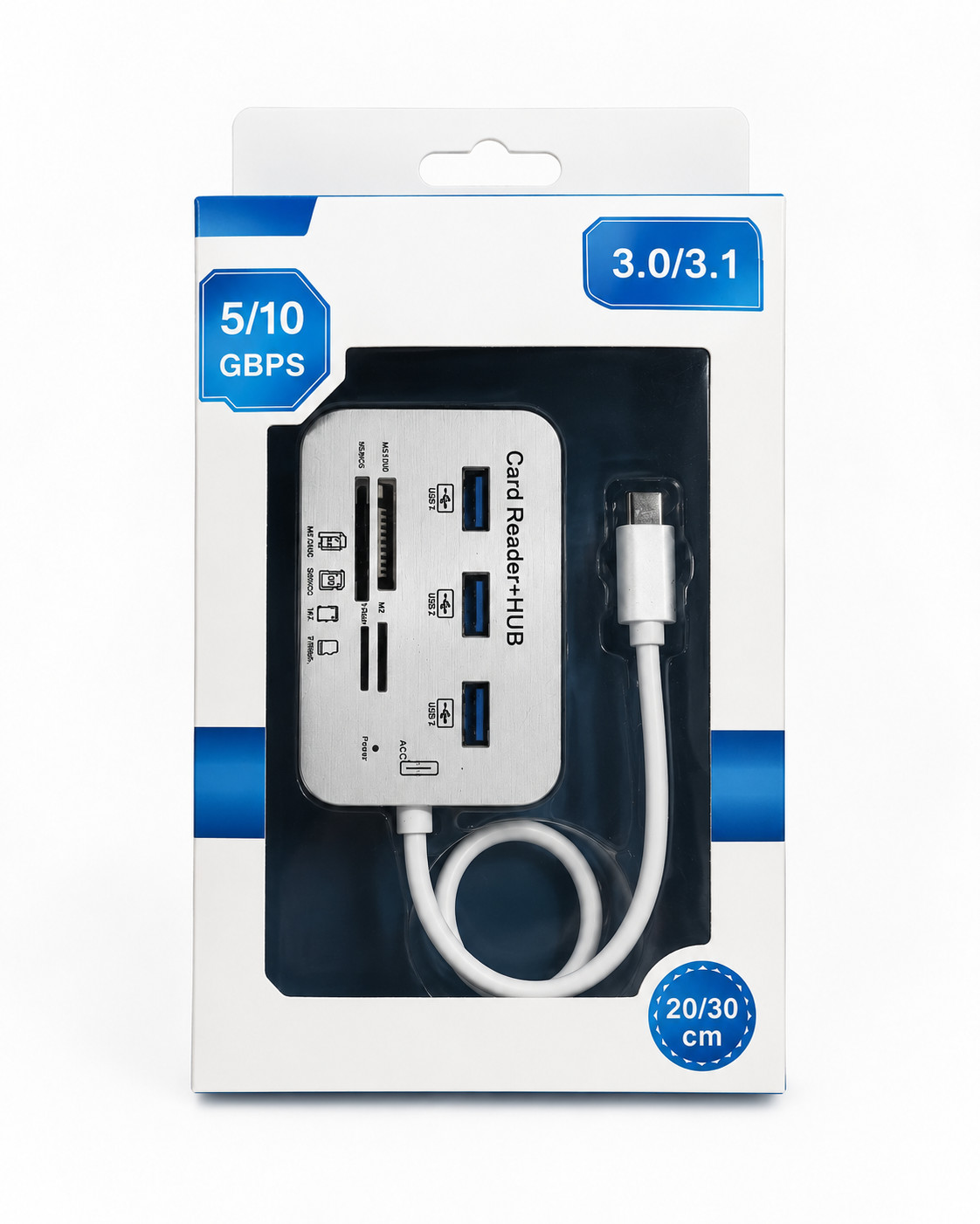 Kart oxuyucu, USB 3.0, SD, gümüşü.