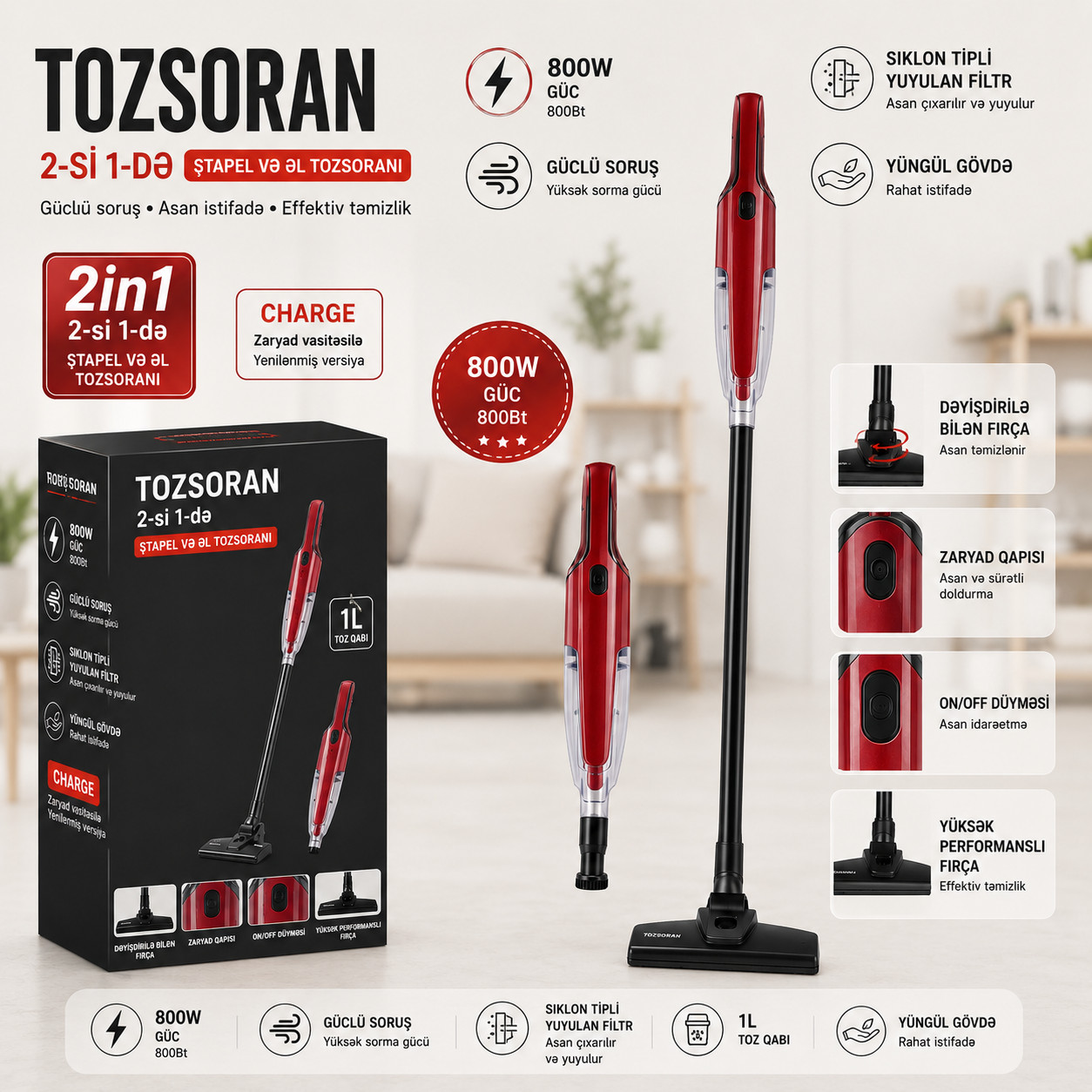 Simsiz vertikal tozsoran No brand 800 Vt