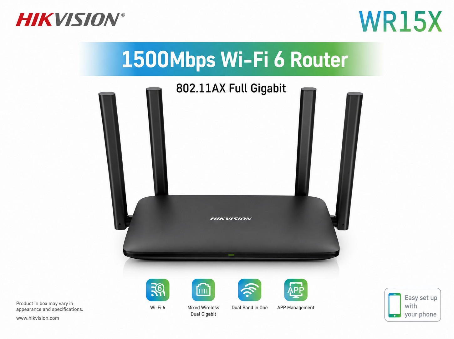 Wi-Fi router Hikvision WR15X 1500 Mbit/s qara.