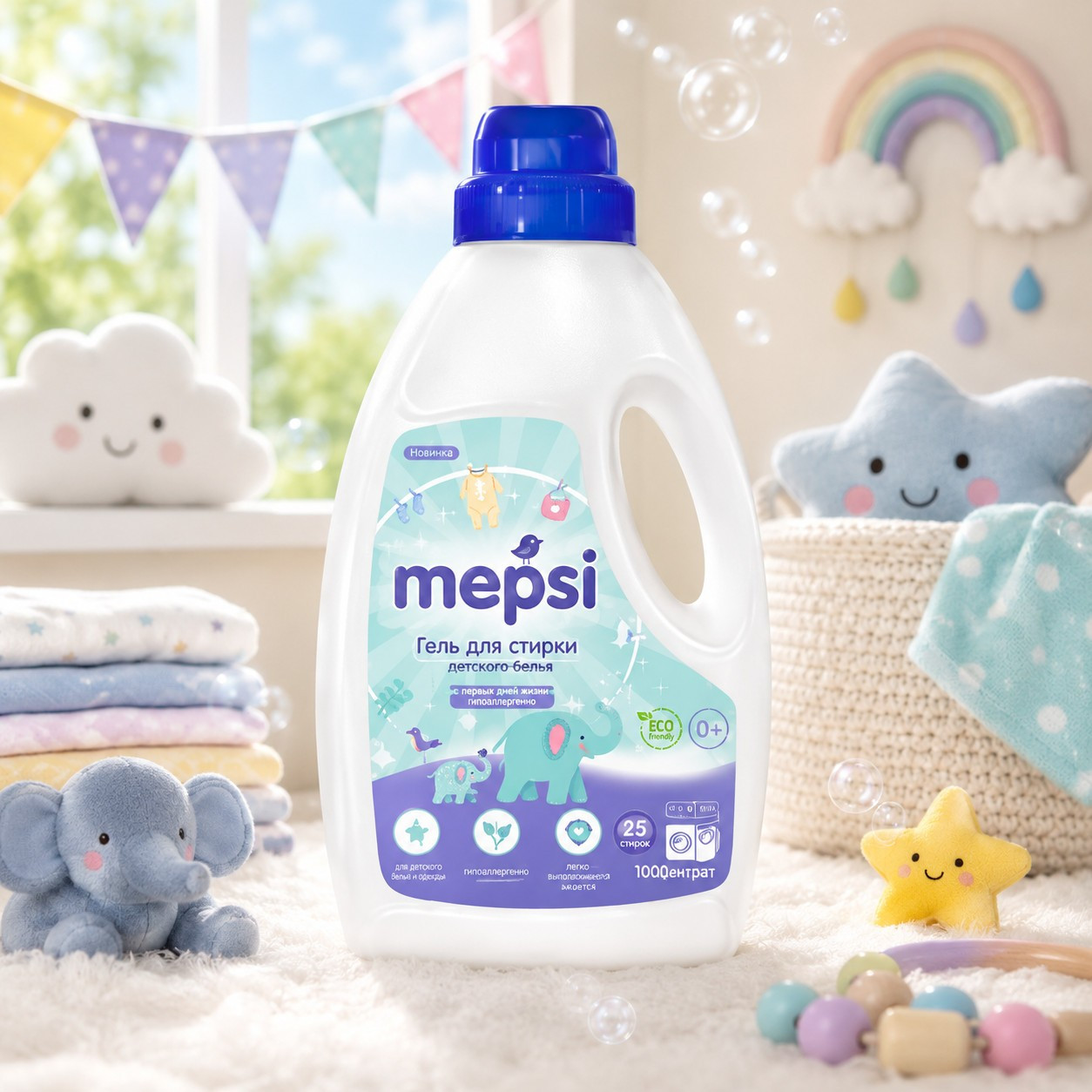 Yuyucu gel Mepsi, uşaq paltarı üçün, 1000 ml