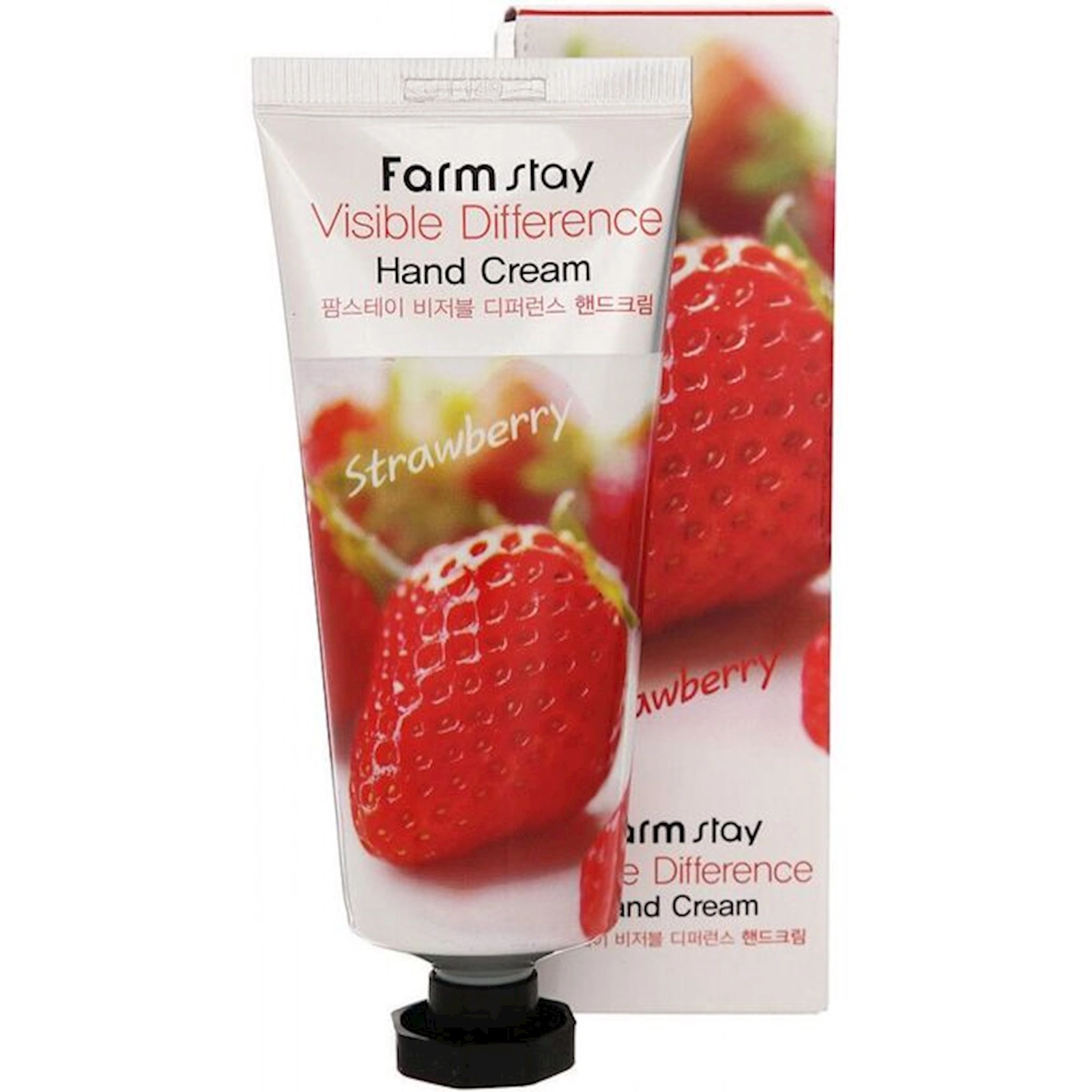 Əl kremi FarmStay Visible Difference Hand Cream Strawberry çiyələk ekstraktı ilə 100 ml