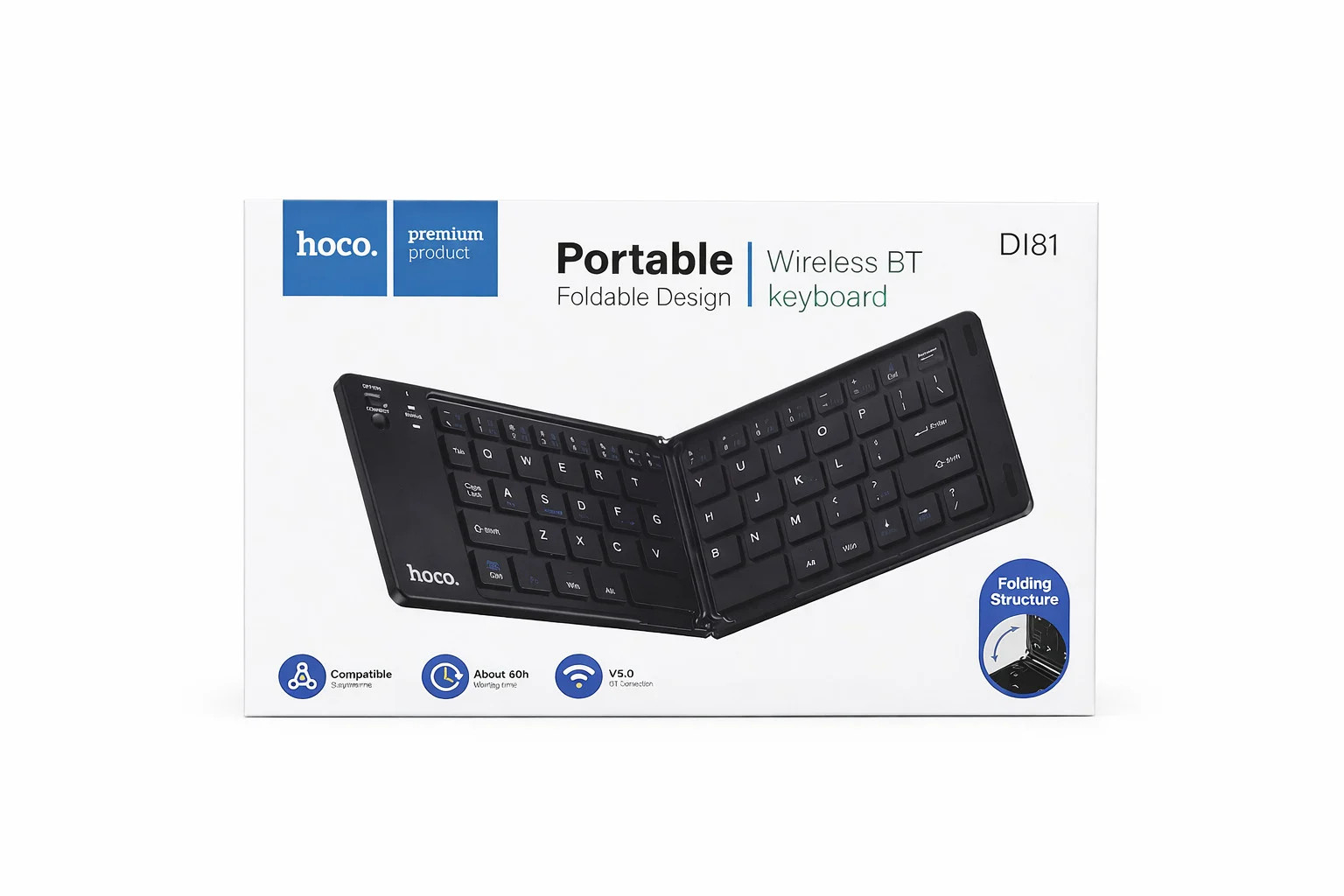 Simsiz klaviatura Hoco DI81, İngilis, Bluetooth, Qara