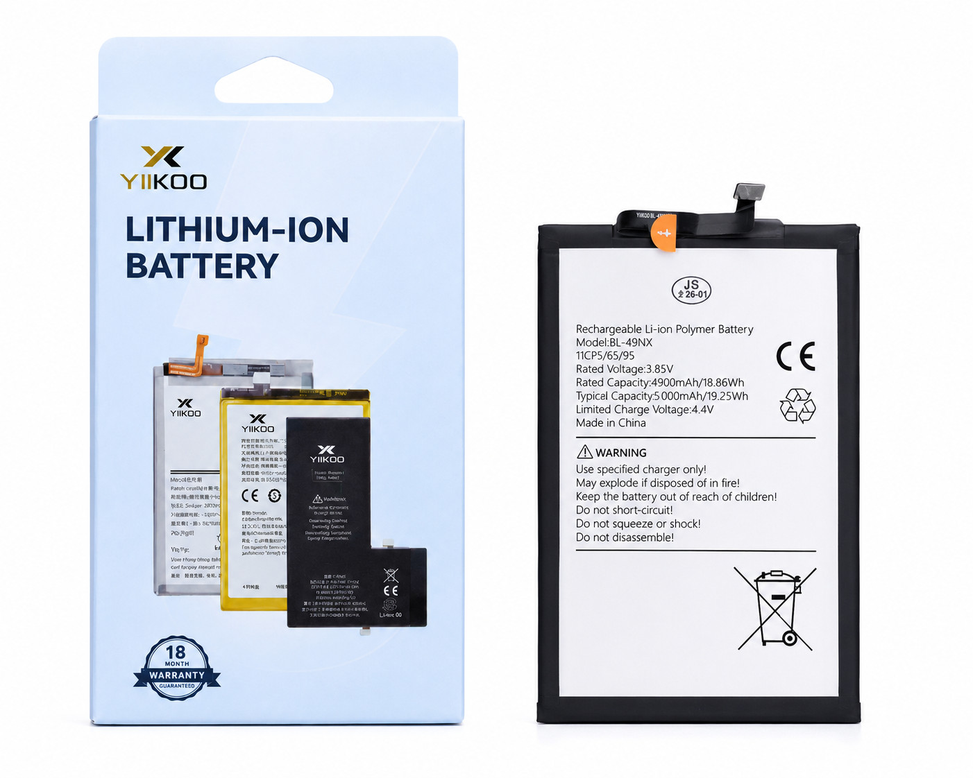 Smartfon üçün akkumulyator Yiikoo (BL-49NX) 5000 мАч для Infinix Hot 30i, Infinix Hot 40i, Infinix Smart 7, Infinix Smart 7 HD, Infinix Smart 8, Infinix Smart 8 Pro, Infinix Smart 9, Infinix Smart 10
