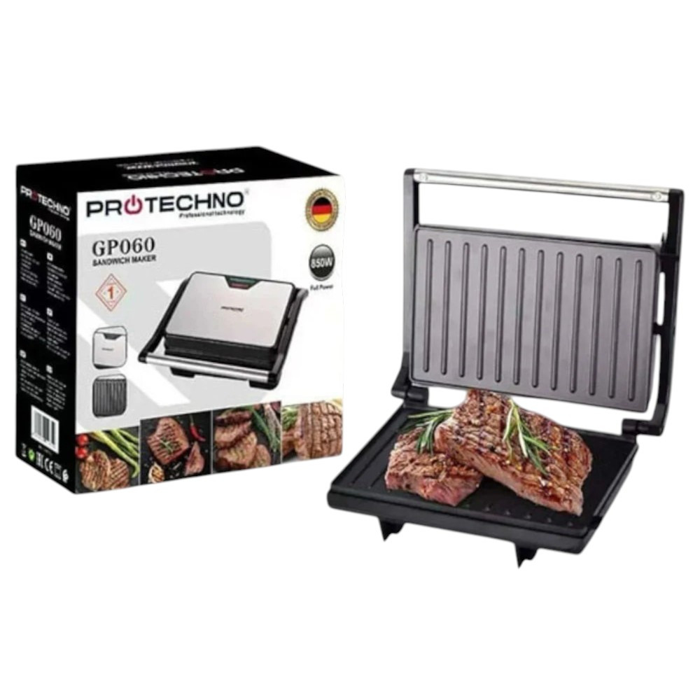 Sendviç cihazı ProTechno PR-P060, 850 Vt, dəmir, qara/boz