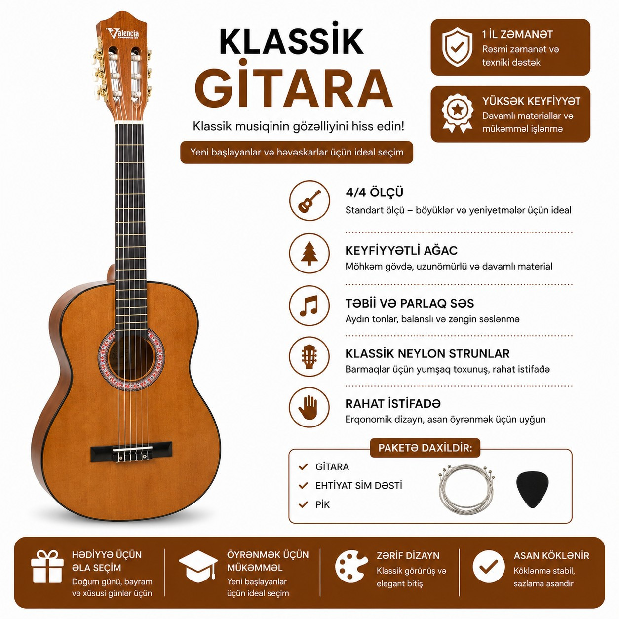 Gitara Valencia Az-5577, taxta