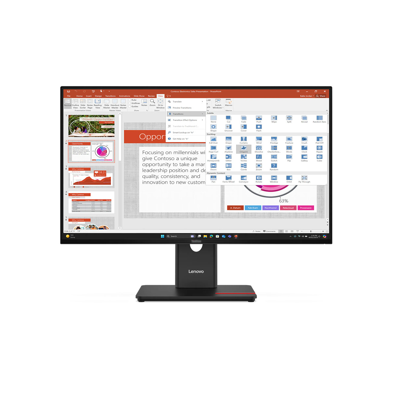 Monitor Lenovo ThinkVision T27-40 64A5MAR6EU 27 düym IPS 1920 x 1080 120 Hz Tilt Swivel Pivot Height Adjust Stand 1x HDMI