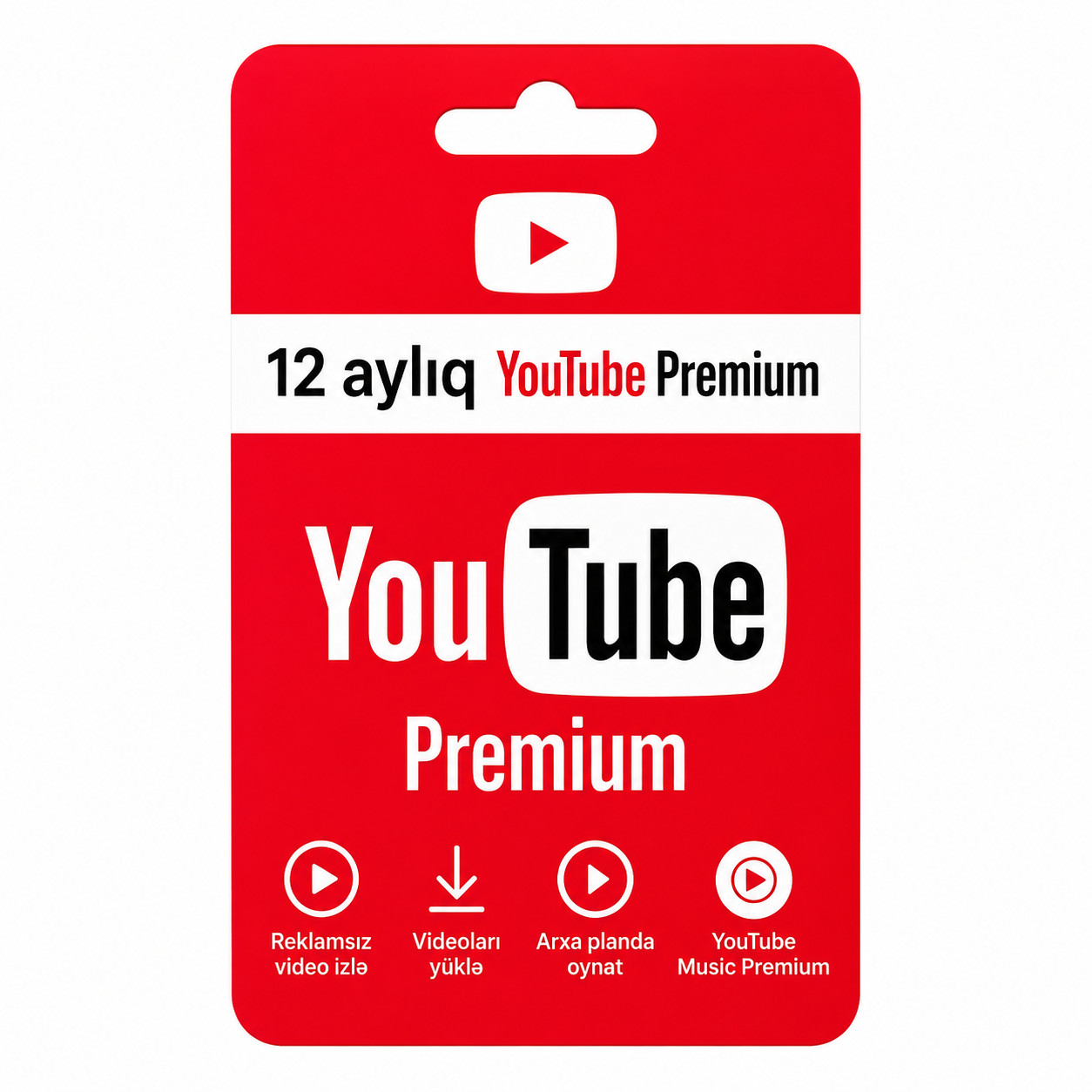 12 aylıq abunəlik Youtube Premium.