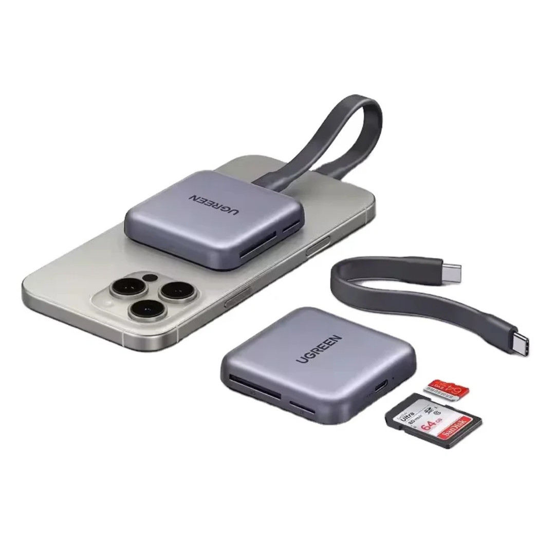 Kart oxuyucu UGREEN, MagFlow SD4.0, Portativ, USB Type-C, MicroSD, SD, TF, Kompüter üçün, Notbuk üçün, Telefon üçün