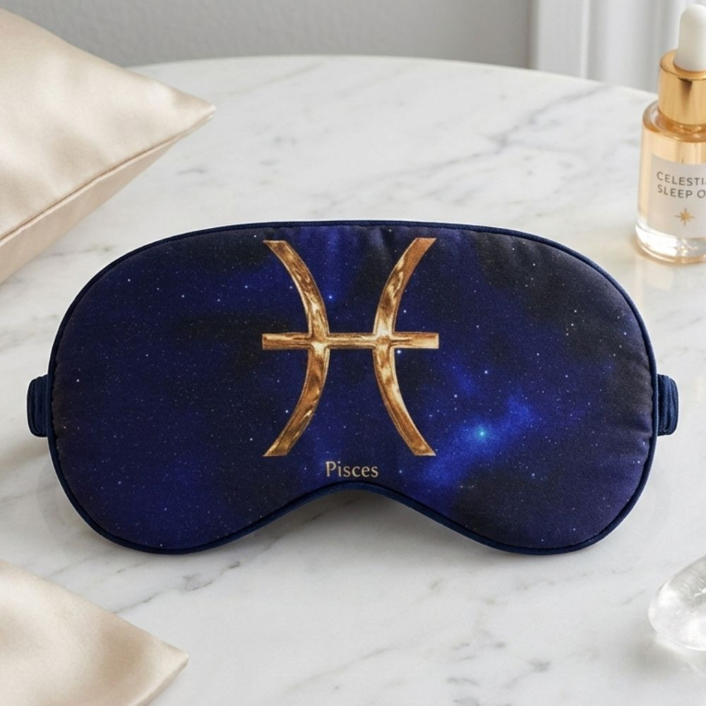 Yuxu üçün maska Pisces, ipək, göy/qara