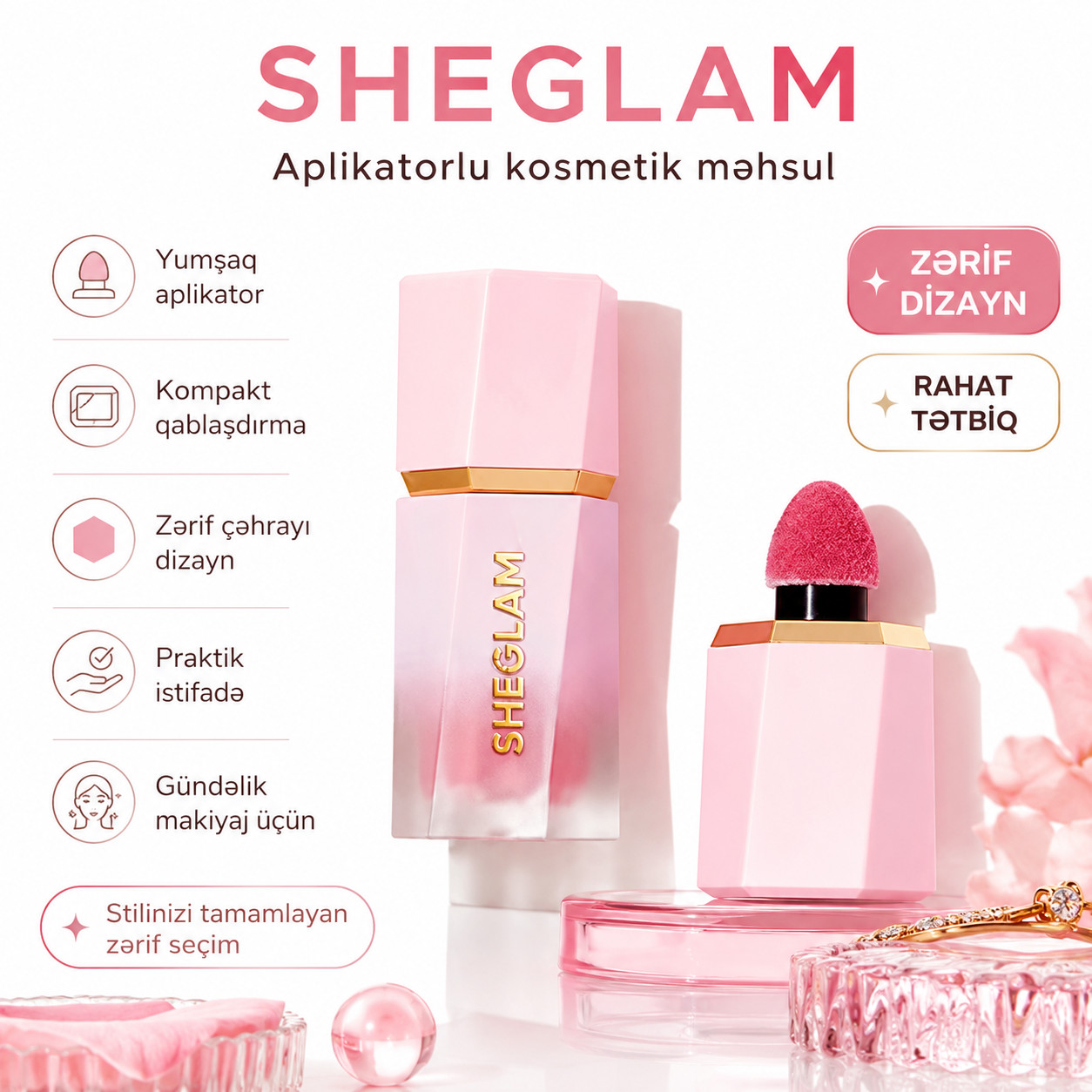 Maye ənlik üz üçün No Brand Bloom On Point, çəhrayı, 5.2 ml