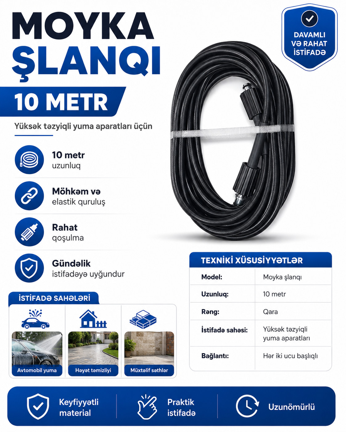 Yüksək təzyiqli yuyucu maşın şlanqı 2502314, 10 m