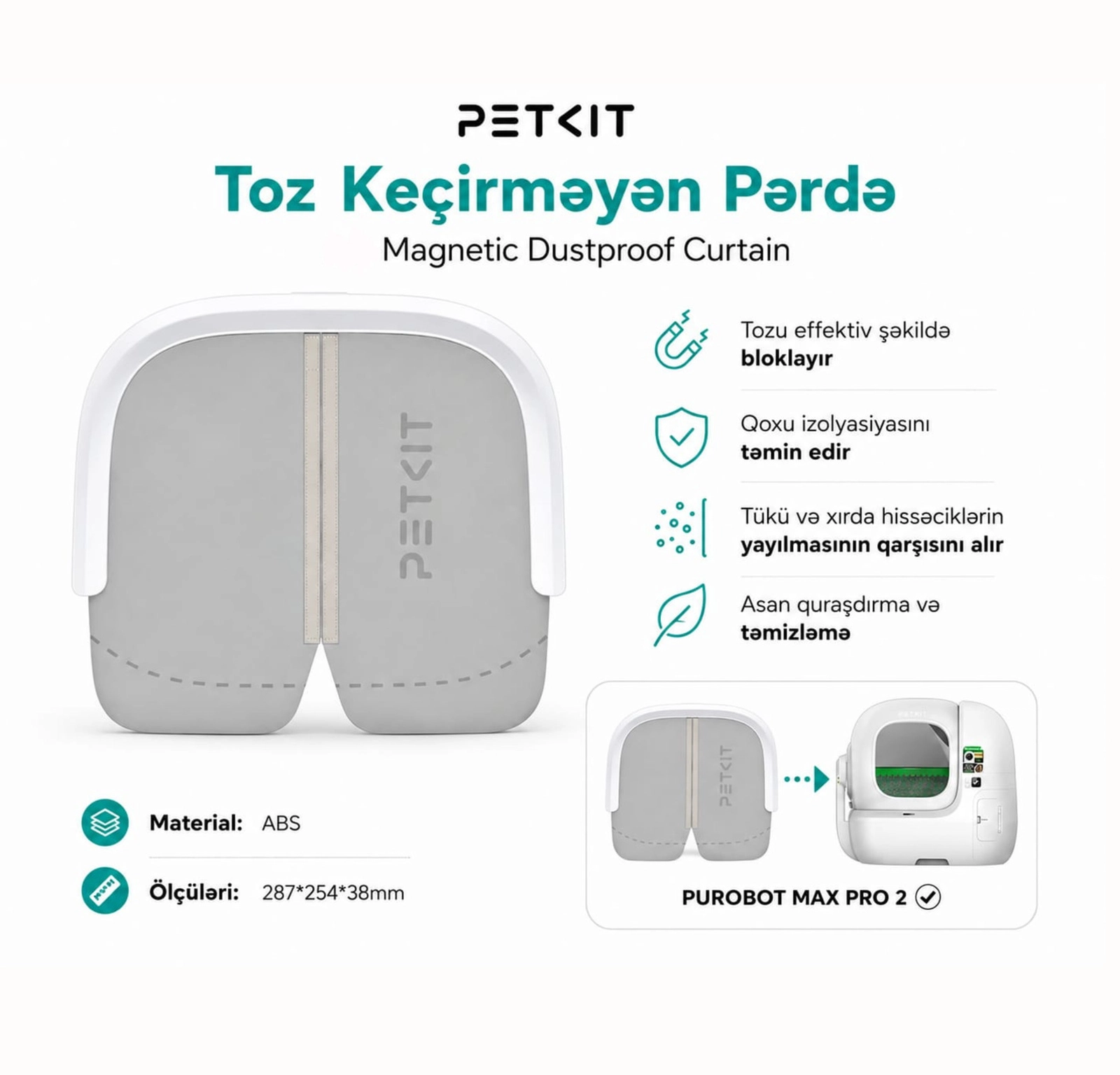 Avtomatik lotok üçün qapı Petkit, plastik, şəffaf, 3.8х25.4х28.7 sm