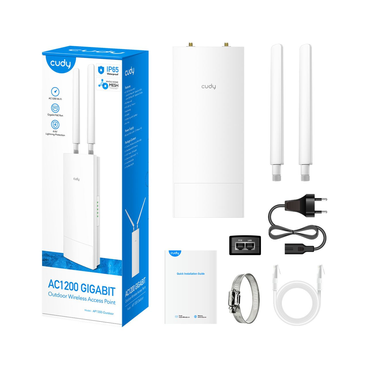 Wi-Fi giriş nöqtəsi Cudy AP1300 AC1200 ağ.