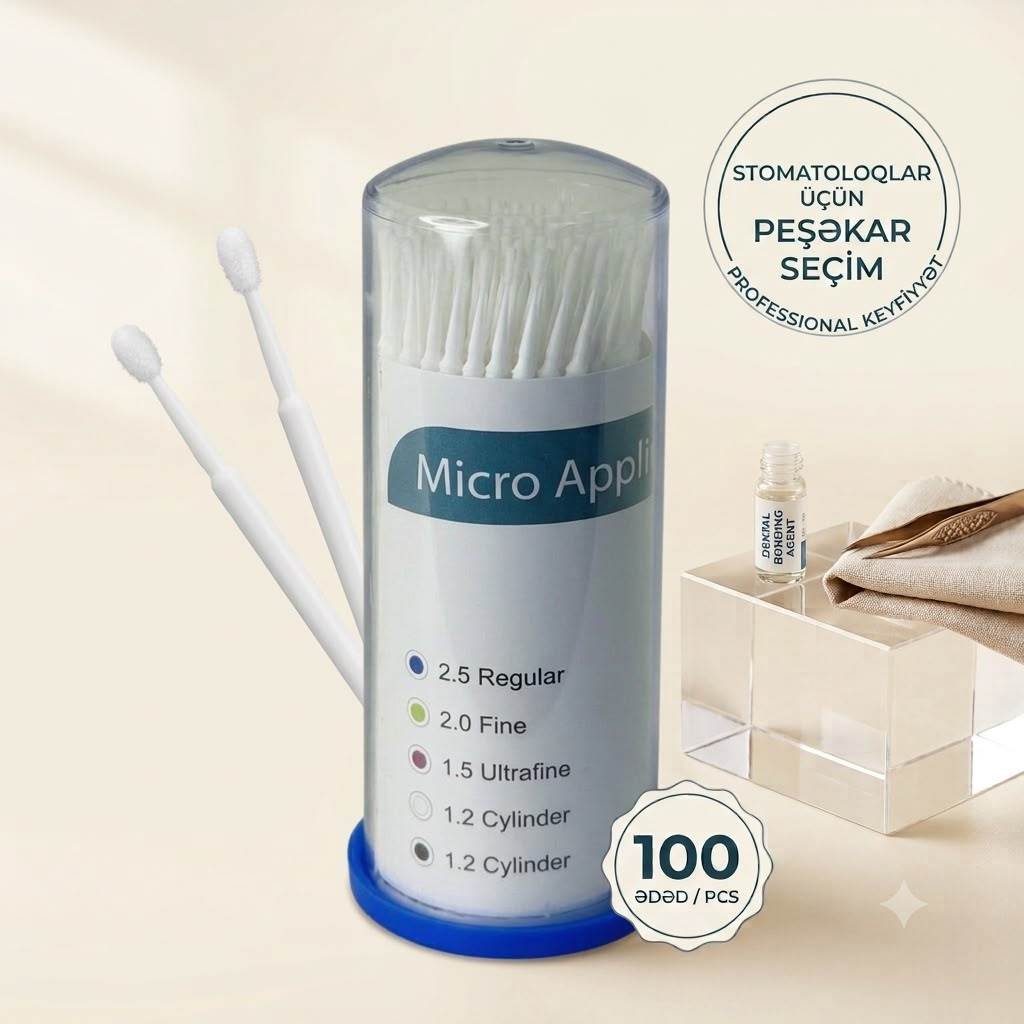 Stomatoloji mikroaplikatorlar dəsti Alphacera 1.2 Cylinder, ağ, plastik, 100 əd