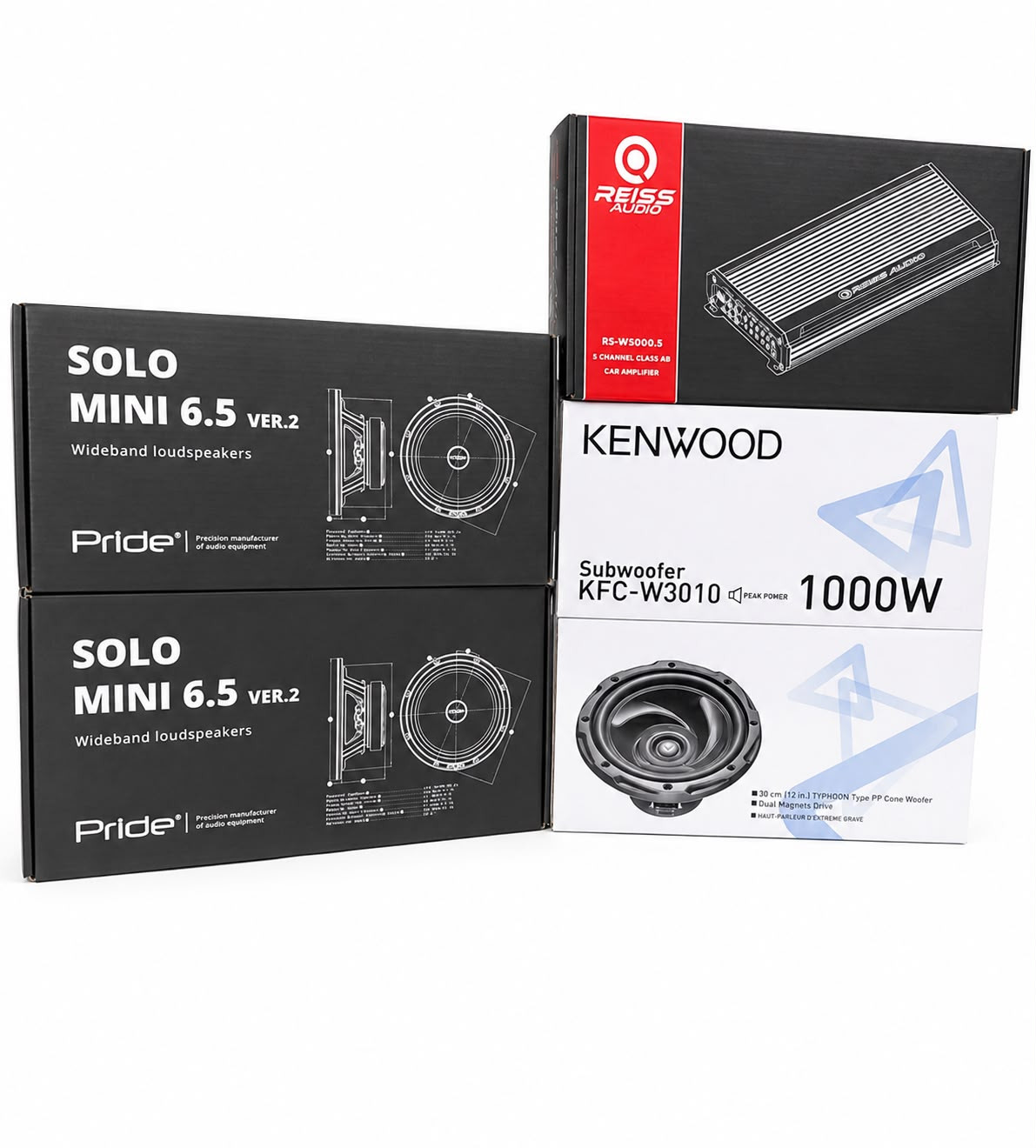 Avtomobil akustikası dəsti Pride, solo mını 6.5 ver.2 prıde / sabvufer kenwood 1000 watt/ reıss 5000.5 guclendırıcı, 1000 Vt, 16 düym, 1 ay