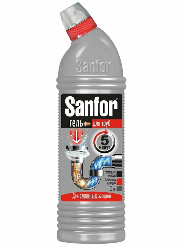 Boruları və çətin tıxanmaları təmizləmək üçün Sanfor Gel, 1000 ml