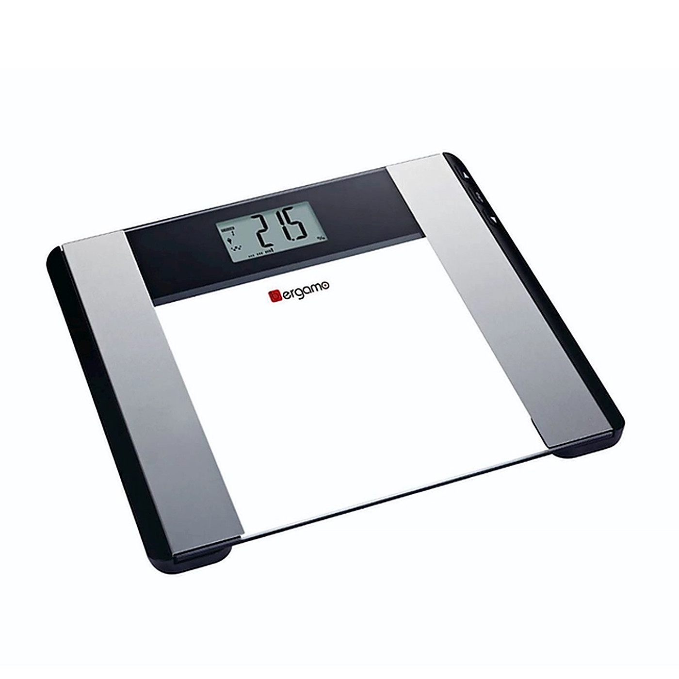 Döşəmə tərəzisi Bergamo BG-BS6724CEP, Elektron, Displey, Bədən çəkisi,Piy parçanın payının təyini,Su payının təyini,Həddindən artıq yük,ААА batareyalar, Qara