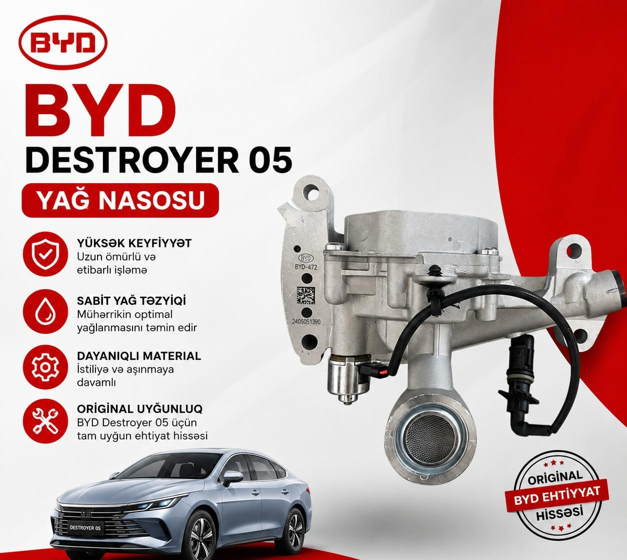 Avtomobil yağ nasosu BYD Destroyer 05 üçün 472QA-1011100.