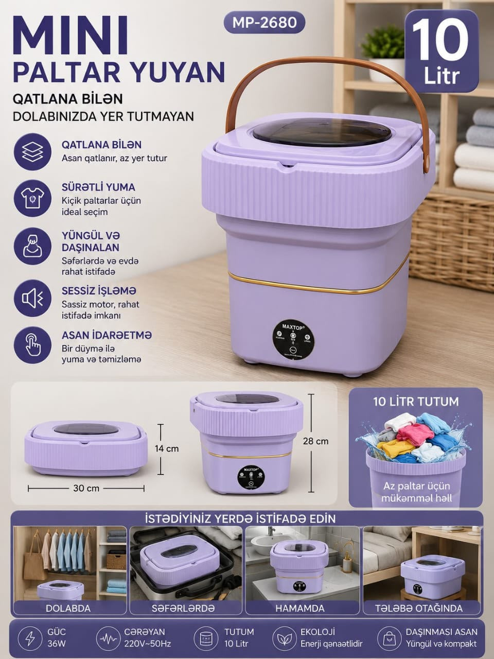 Paltaryuyan maşın 5 kq 150 dövr/dəq bənövşəyi.