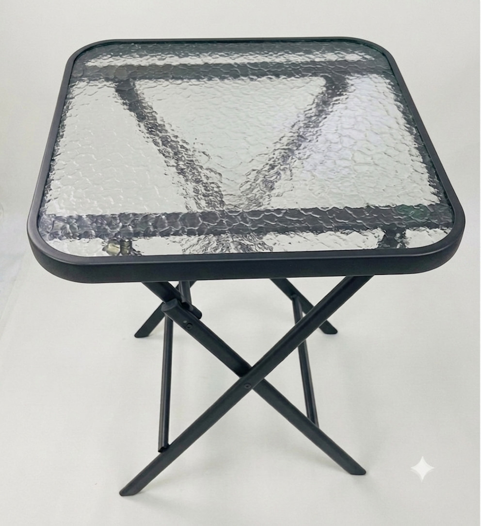 Bağ masası, şüşə/metal, 60x60 sm, Kvadrat