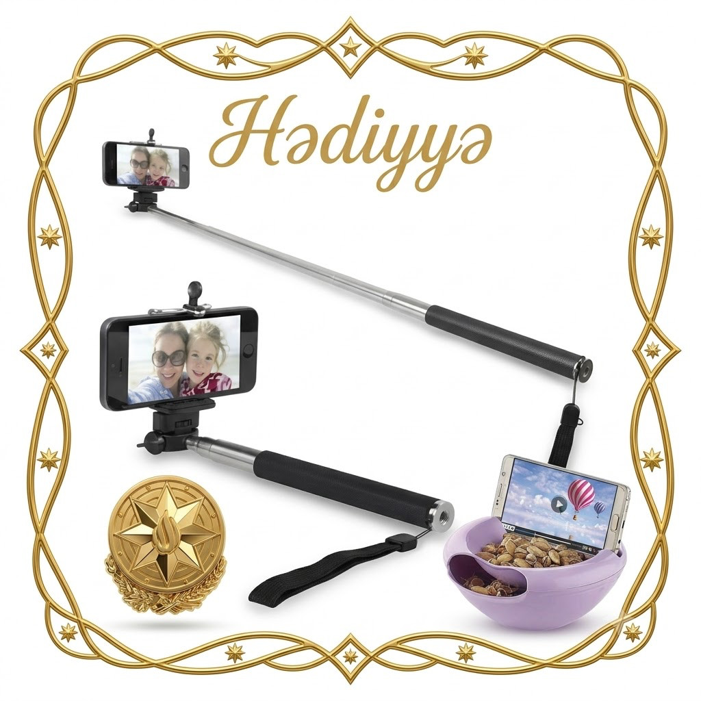 Selfi üçün monopod 500 mm sıxaclı.