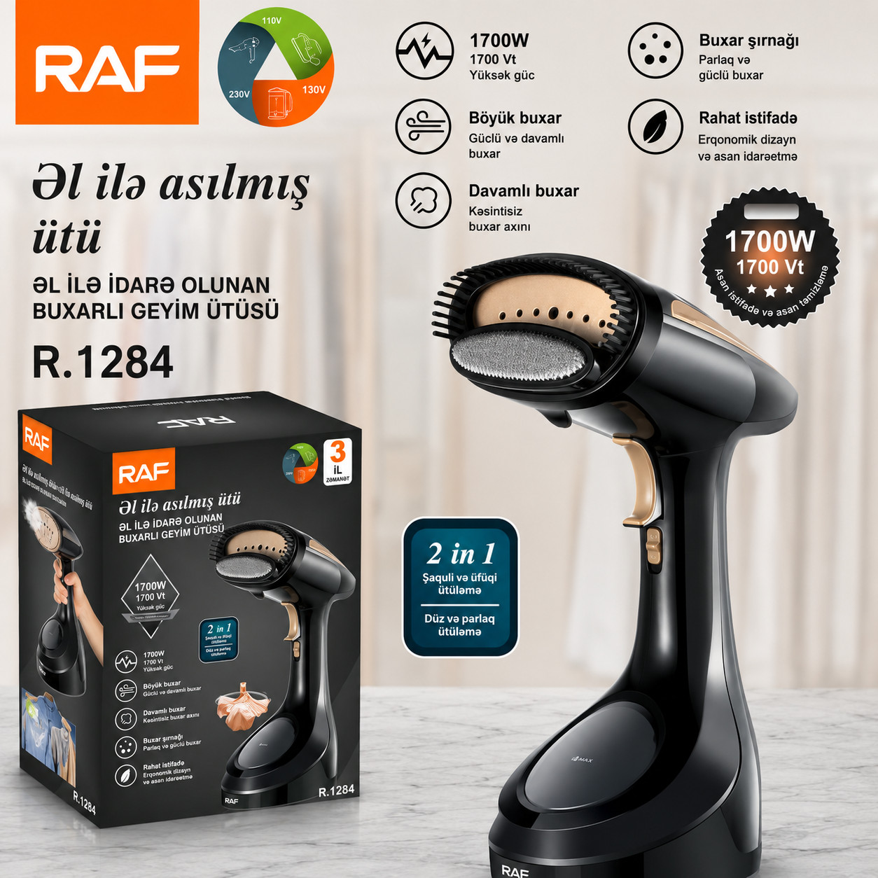 Geyim buxarlayıcısı RAF R.1284 (TRNDMRKT9235TT)