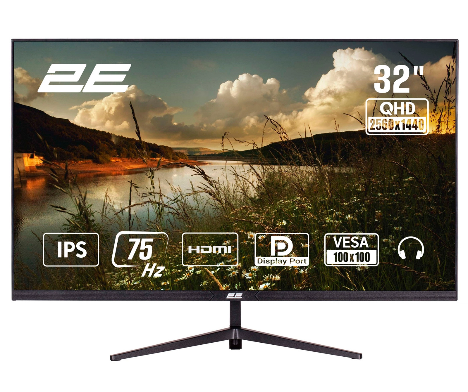 Monitor 2E D3224B 31.5 düym, IPS, 2560x1440 piksel, 75 Hz