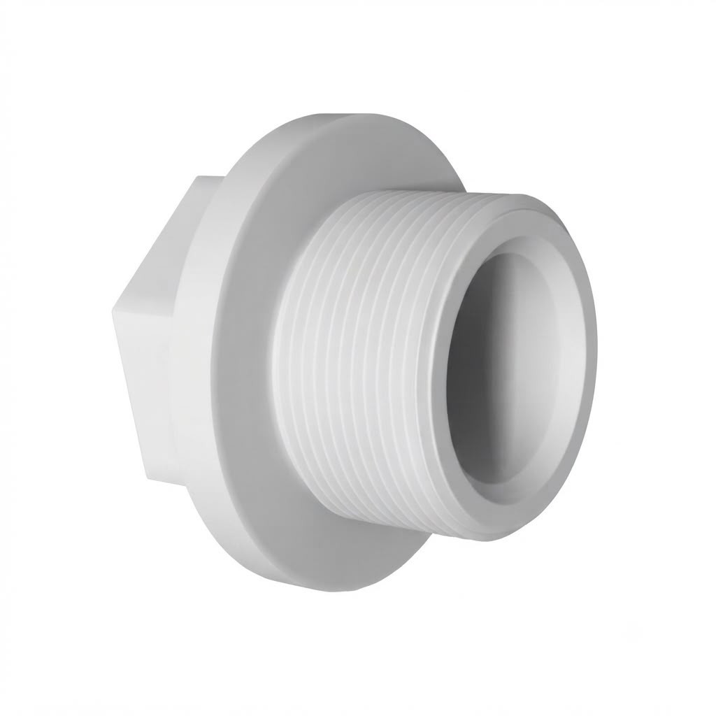 Yivli tıxac, plastik, ağ, 1/2″