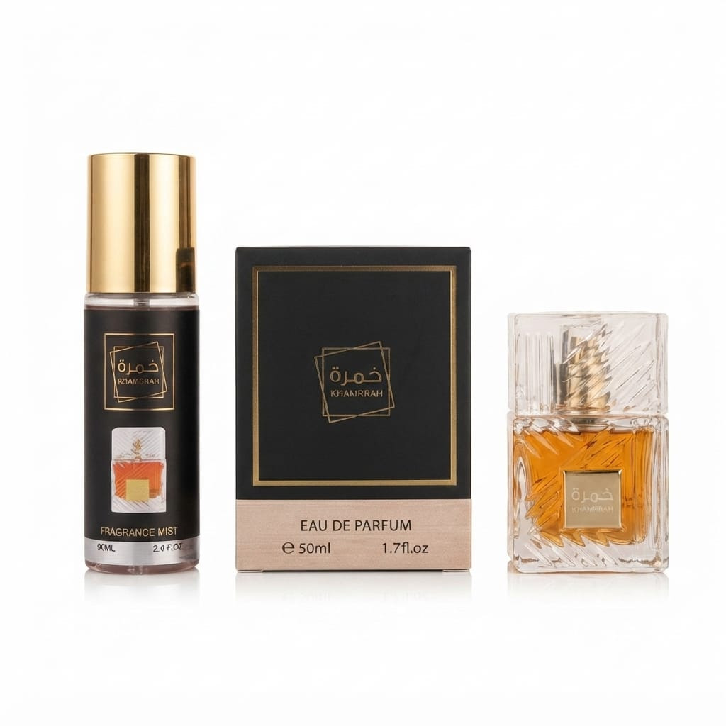 Khamrah uniseks ətir dəsti (ətir suyu 50 ml + bədən spreyi 90 ml)