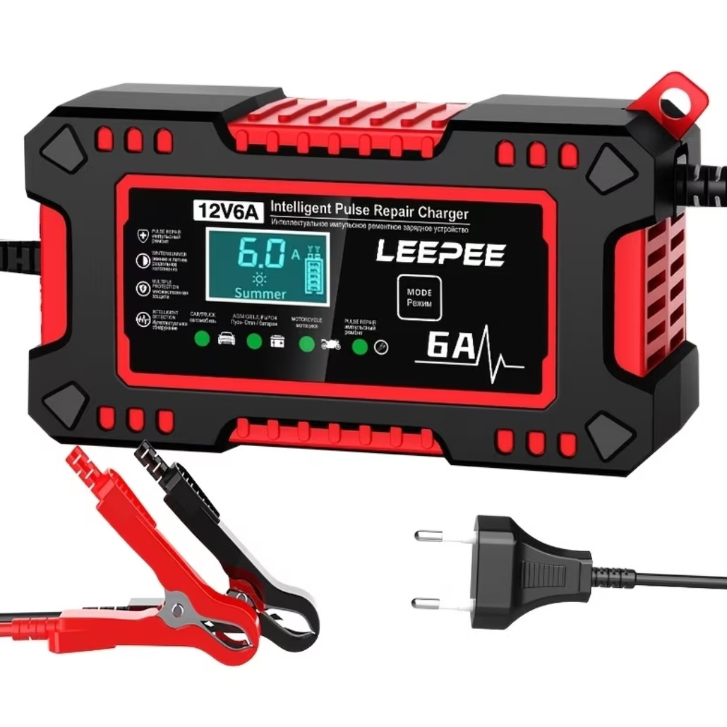 Şarj Cihazı avto üçün, 12V/6A, Qara/Qırmızı